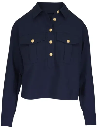 Veronica Beard Bluse Mit Aufgesetzten Taschen In Blau