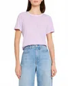 Veronica Beard Carla Cotton Crewneck Tee In Soft Lilac In Animal Print