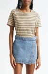 Veronica Beard Carla Crewneck Cotton T-shirt In Brown