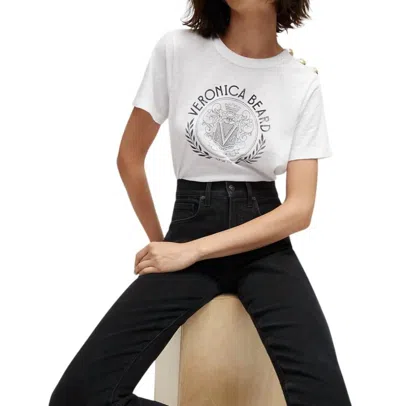 Veronica Beard Carla Logo Tee In White/navy In Multi
