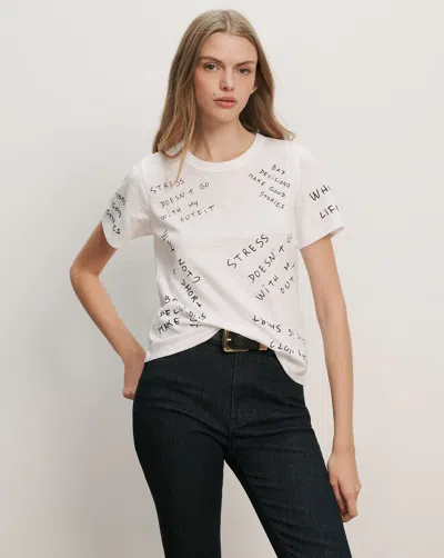 Veronica Beard Carla Printed Crewneck T-shirt In White