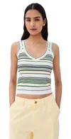 Veronica Beard Carlin Striped Ribbed-knit Tank