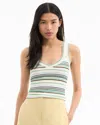 Veronica Beard Carlin Striped Knit Tank Top In Off-white Multi In Green