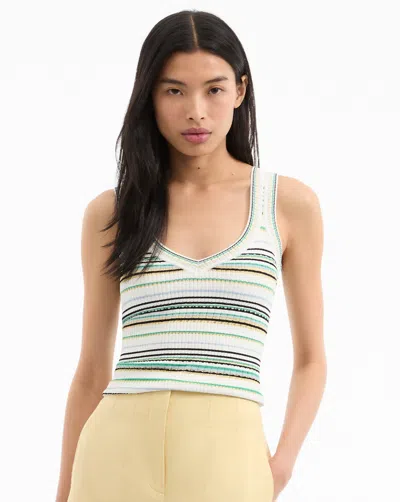 Veronica Beard Carlin Striped Knit Tank Top In Off-white Multi