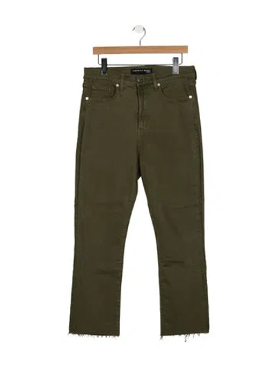 Pre-owned Veronica Beard Carly Kick Flare High Rise Straight Leg Jeans In Green