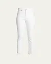 Veronica Beard Carly Kick Flare Jeans With Raw Hem In White