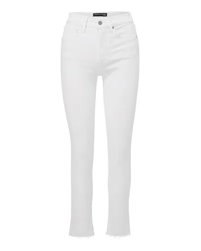 Veronica Beard Carly Kick Flare Jeans With Raw Hem In White