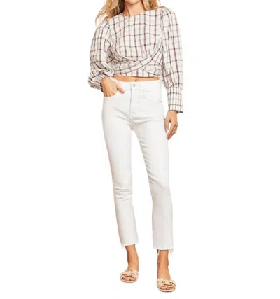 Veronica Beard Carly Raw Hem Kick Flare Jeans In White
