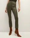 VERONICA BEARD CARLY VEGAN LEATHER KICK FLARE PANT IN LODEN