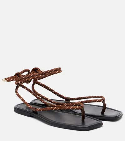 Veronica Beard Carmina Leather-trimmed Thong Sandals In Multi