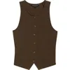 Veronica Beard Caroline Knit Vest In Brown