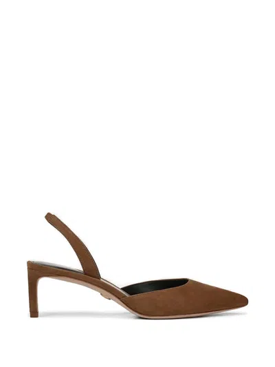 Veronica Beard Caroline Slingback Pointed Toe Kitten Heel Pump In Brown