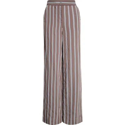 Veronica Beard Carraway Stripe Wide Legs Pants In Brown