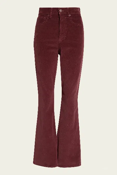 Veronica Beard Carson Corduroy Kick-flare Pant In Burgundy