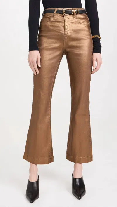 Veronica Beard Carson Cropped Pant In Metallic Brown