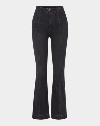 Veronica Beard Carson High-rise Ankle Flare Jeans In Washed Onyx
