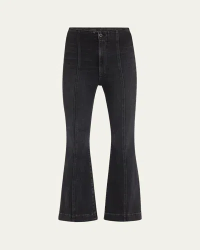 Veronica Beard Carson High-rise Ankle Flare Jeans In Washed Onyx