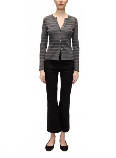Veronica Beard Carson High Rise Ankle Flare Pants In Onyx In Black