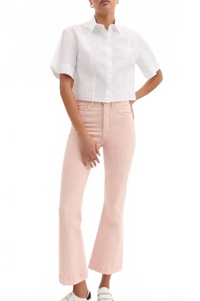 VERONICA BEARD CARSON HIGH RISE ANKLE FLARE PANTS IN STONED PINK SHELL