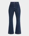 Veronica Beard Carson High-rise Ankle Flare Rhinestone Jeans In Indigo Rinse