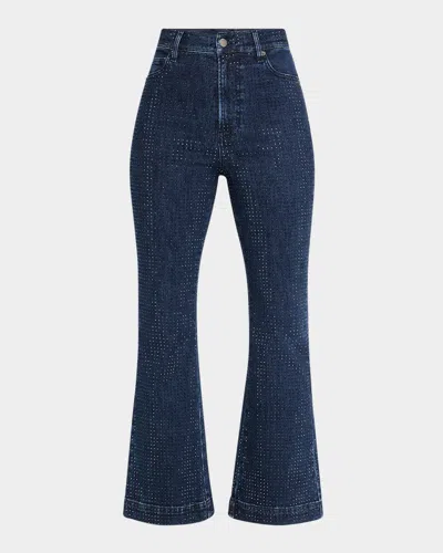 VERONICA BEARD CARSON HIGH-RISE ANKLE FLARE RHINESTONE JEANS