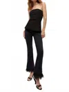 Veronica Beard Carson High Rise Ankle Flare W/ Feather Trim In Washed Onyx In Black