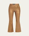 Veronica Beard Carson Metallic Ankle Flare Jeans In Antique Brass
