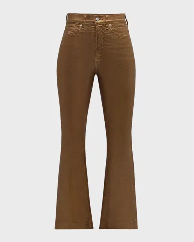 Veronica Beard Carson Metallic Ankle Flare Jeans In Antique Brass
