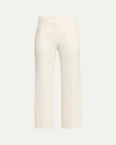 Veronica Beard Carys Cropped Straight-leg Pants In White
