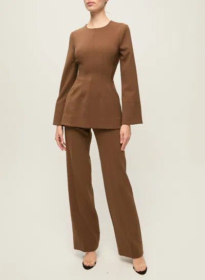 Veronica Beard Carys Straight Leg Pant In Walnut In Brown
