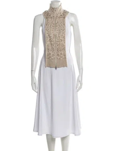 Pre-owned Veronica Beard Cashmere Animal Print Dickey In Neutral