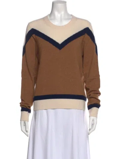 Pre-owned Veronica Beard Cashmere Colorblock Pattern Sweater In Brown
