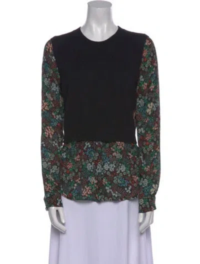 Pre-owned Veronica Beard Cashmere Floral Print Sweater In Black