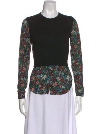 Pre-owned Veronica Beard Cashmere Floral Print Sweater In Black