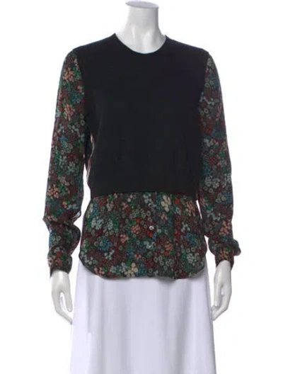 Pre-owned Veronica Beard Cashmere Floral Print Sweater In Black