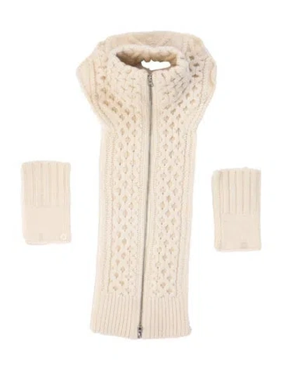 Pre-owned Veronica Beard Cashmere Patterned Dickey In White