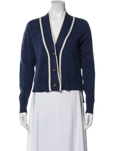 Pre-owned Veronica Beard Cashmere Plunge Neckline Sweater In Blue