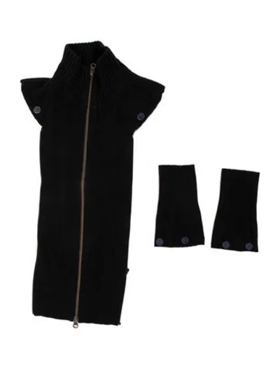 Pre-owned Veronica Beard Cashmere Striped Dickey In Black