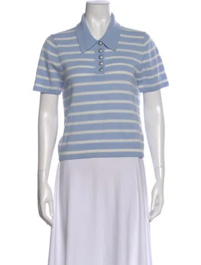 Pre-owned Veronica Beard Cashmere Striped Polo In Blue