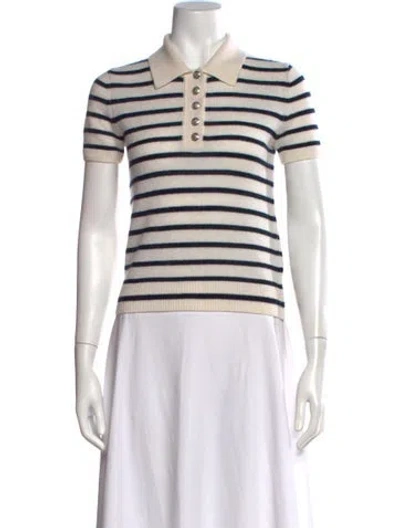 Pre-owned Veronica Beard Cashmere Striped Polo In Neutrals