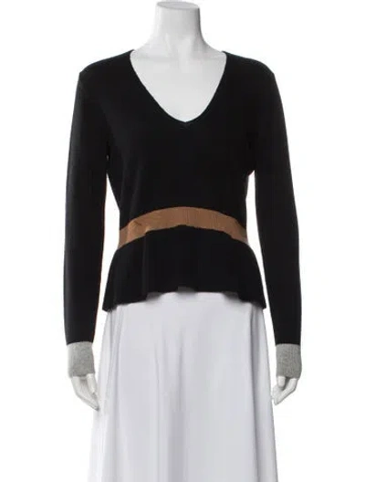 Pre-owned Veronica Beard Cashmere Striped Sweater In Black