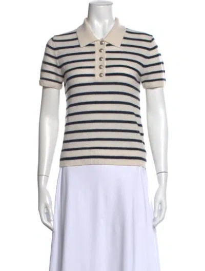 Pre-owned Veronica Beard Cashmere Striped Sweater In Black