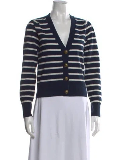 Pre-owned Veronica Beard Cashmere Striped Sweater In Blue