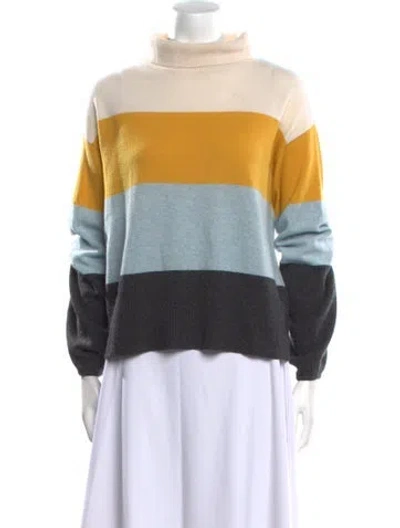 Pre-owned Veronica Beard Cashmere Striped Sweater In Neutral
