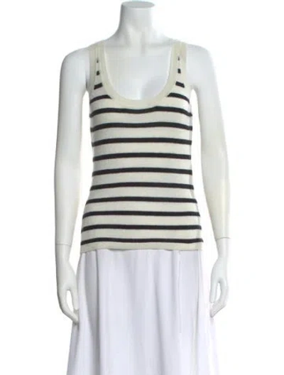 Pre-owned Veronica Beard Cashmere Striped Sweater W/ Tags In White