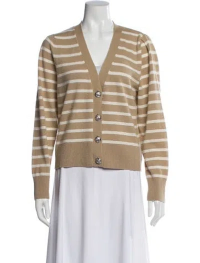Pre-owned Veronica Beard Cashmere Striped Sweater In White