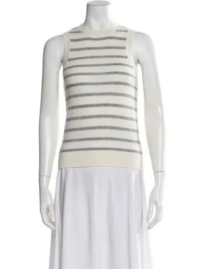 Pre-owned Veronica Beard Cashmere Striped Sweater In White