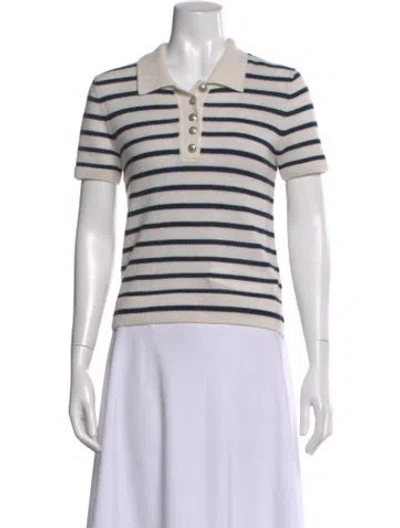Pre-owned Veronica Beard Cashmere Striped Sweater In White
