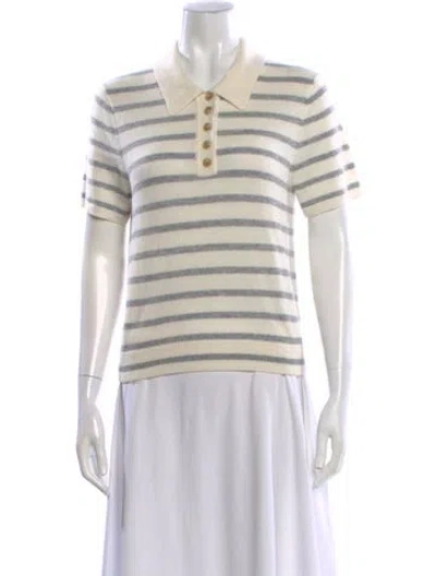 Pre-owned Veronica Beard Cashmere Striped Sweater In White
