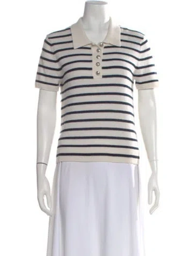 Pre-owned Veronica Beard Cashmere Striped Sweater In White
